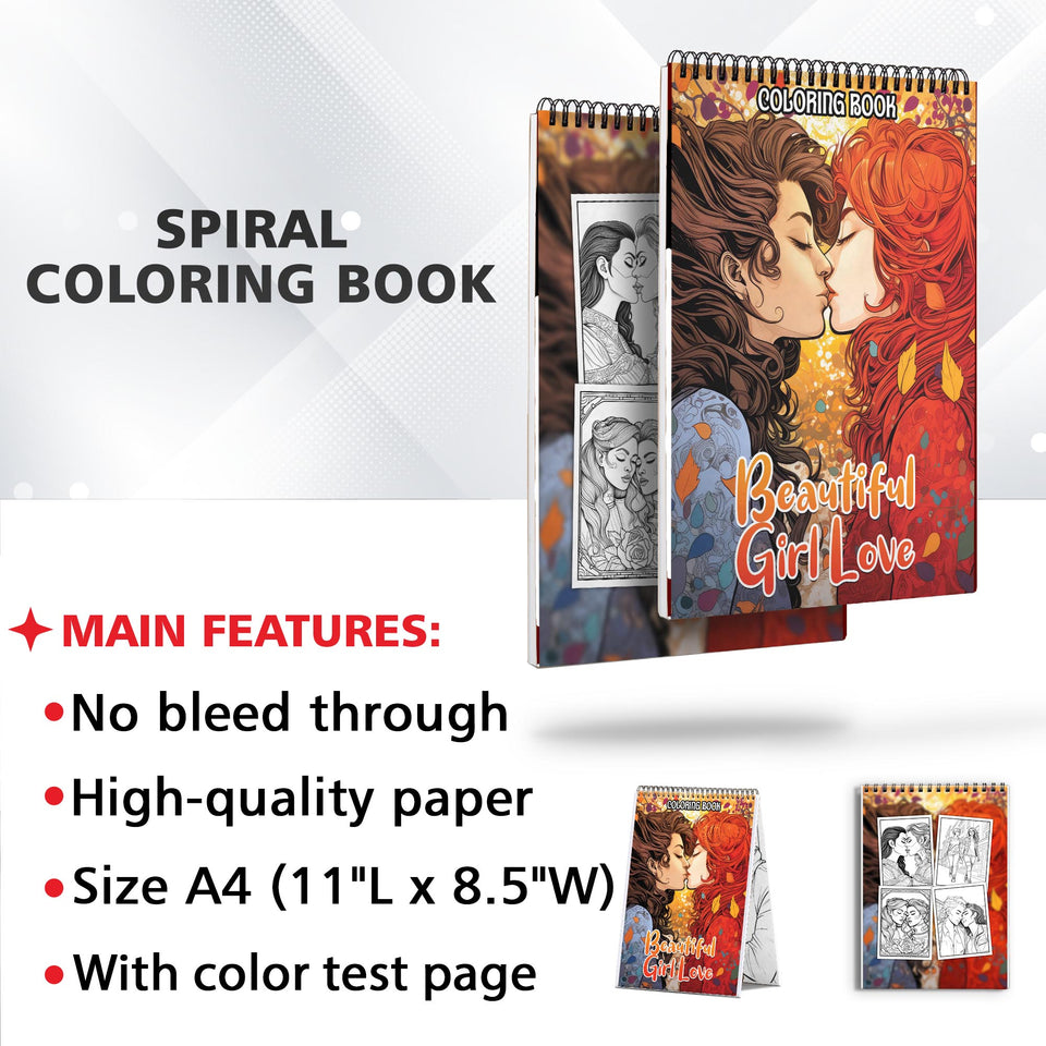 Beautiful Girl Love Spiral Bound Coloring Book:  30 Captivating Coloring Scenes of Beautiful Couples