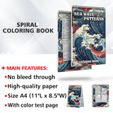 Sea Wave Patterns Spiral Bound Coloring Book: 30 Mesmerizing Coloring Pages for Art Enthusiasts to Create Harmonious and Relaxing Artwork