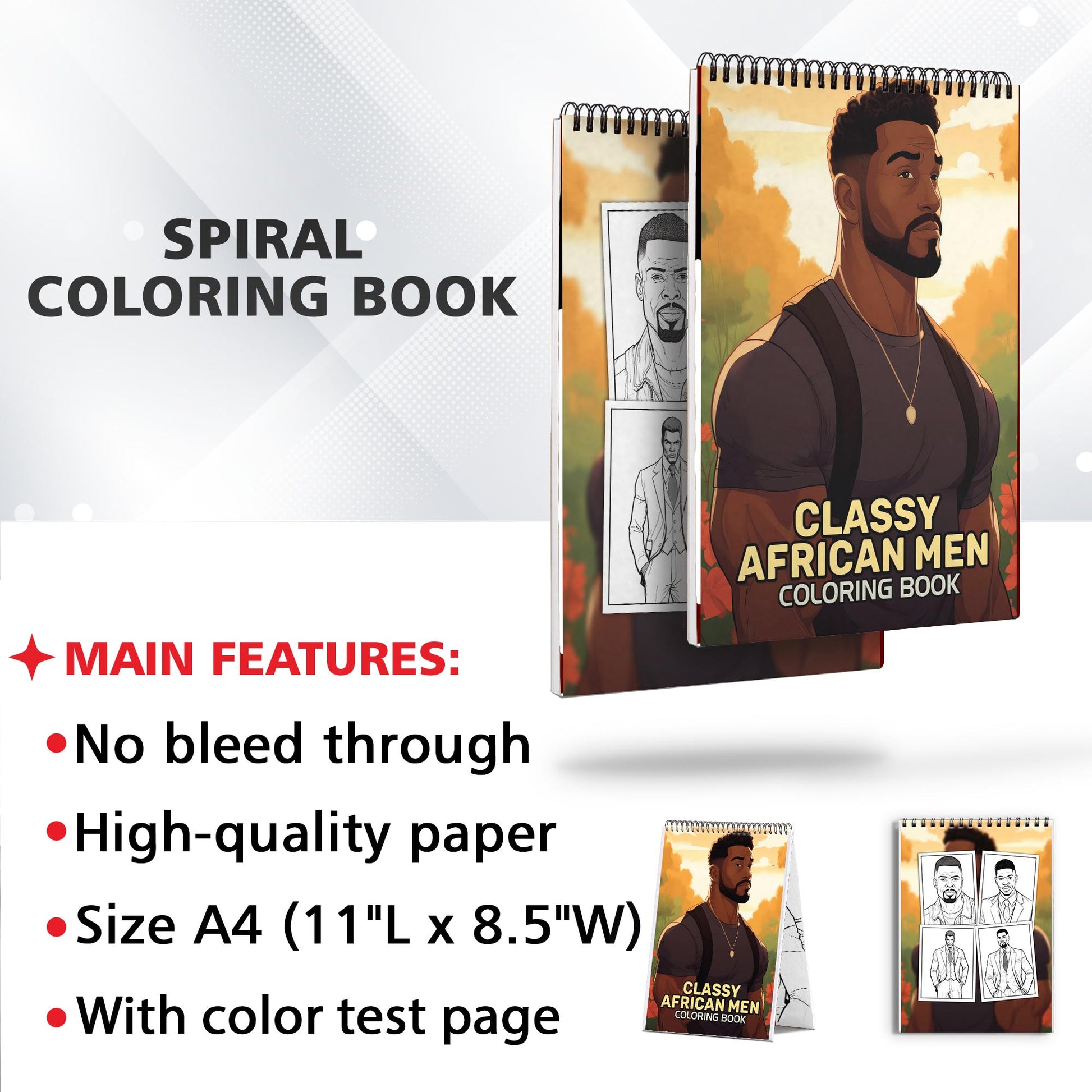 Classy African Men Spiral Bound Coloring Book: 30 Captivating Coloring Pages of Classy African Men for a Stylish and Artistic Journey
