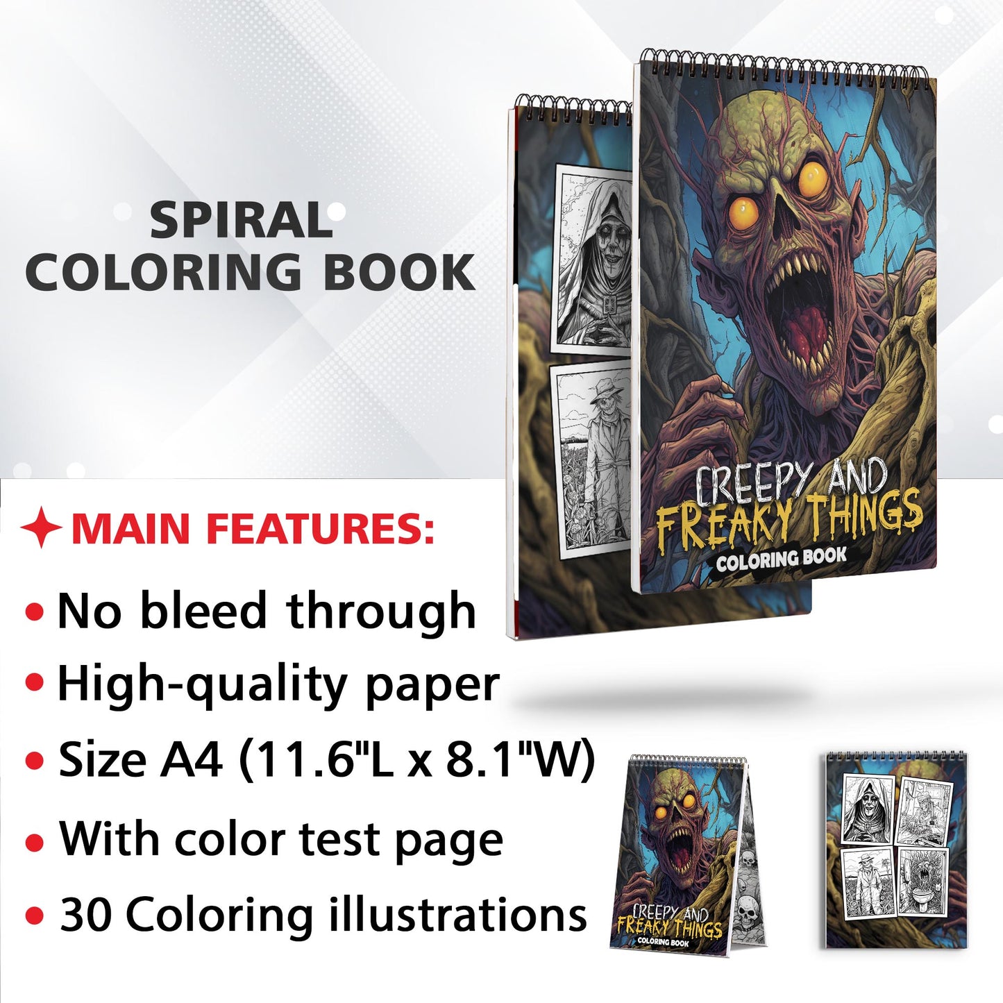 Creepy And Freaky Things Spiral Coloring Book: 30 Charming Creepy and Freaky Things Coloring Pages for Coloring Enthusiasts to Embrace the Dark and Unsettling