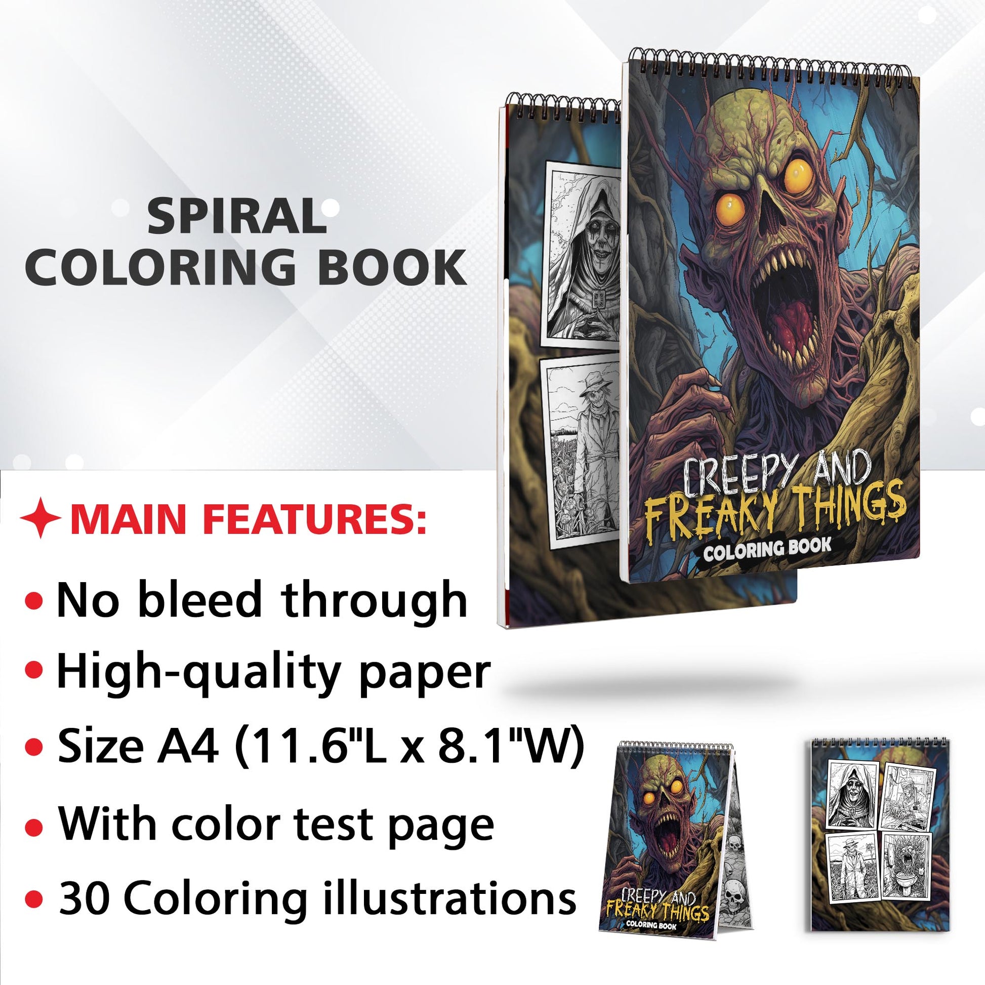 Creepy And Freaky Things Spiral Coloring Book: 30 Charming Creepy and Freaky Things Coloring Pages for Coloring Enthusiasts to Embrace the Dark and Unsettling