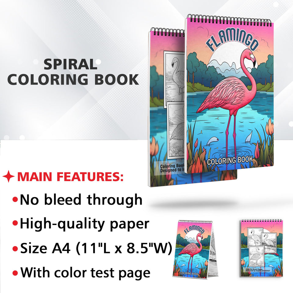 Flamingo Spiral Coloring Book: 30 Pages of Coloring Joy, Bringing to Life the Vibrant Flamingo Scenes of the Tropics