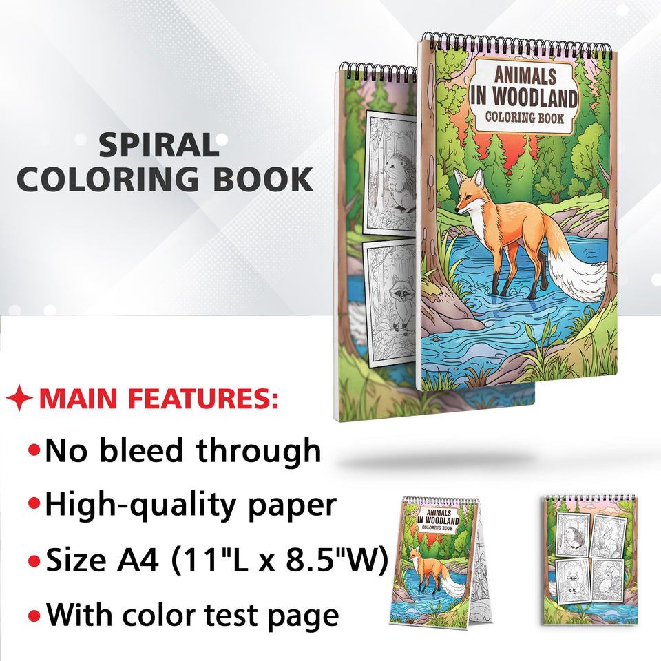 Animals In Woodland Coloring Book