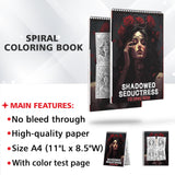 Shadowed Seductress Spiral-Bound Coloring Book: 30 Coloring Pages for Gothic Art Enthusiasts to Unleash Their Creative Expression 