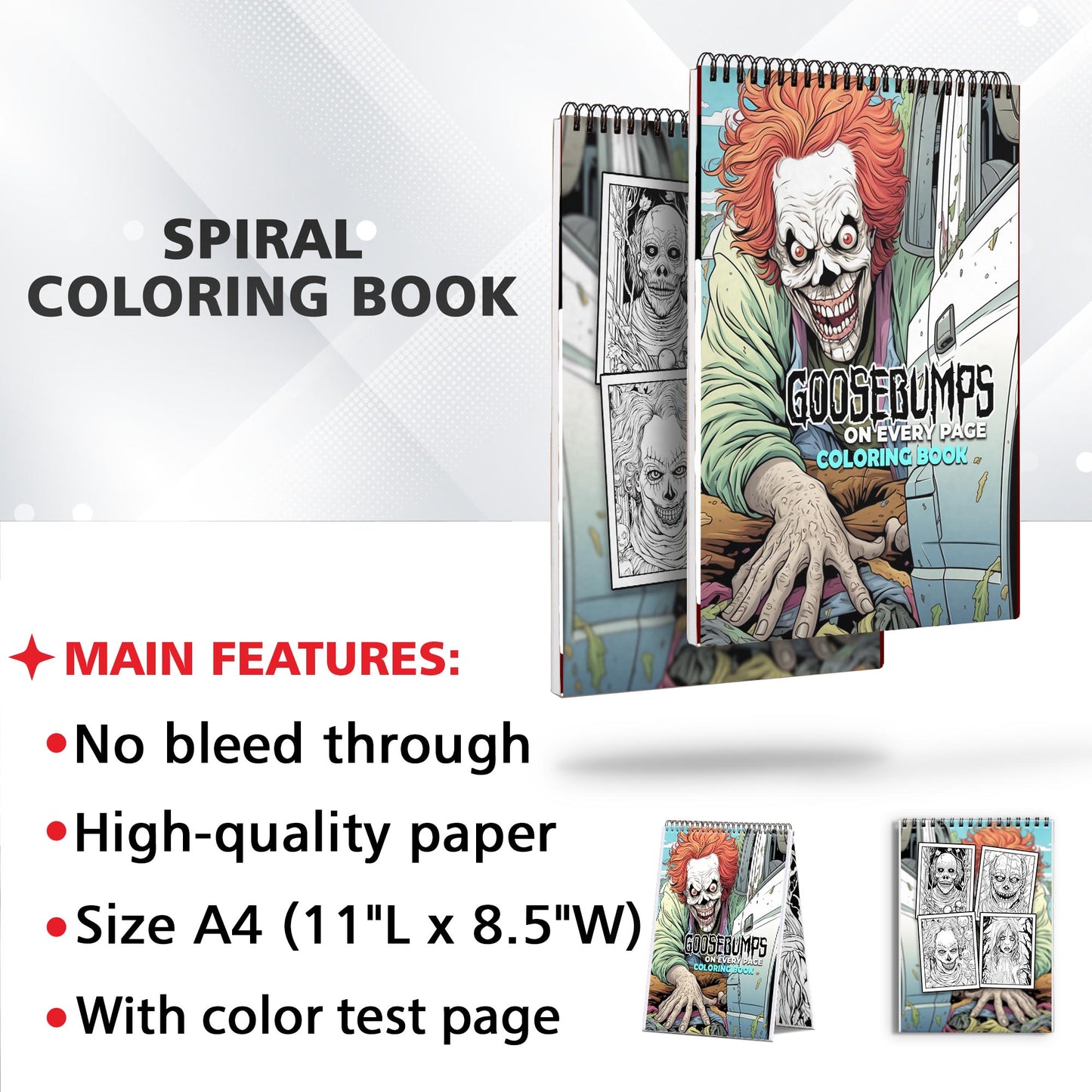 Goosebumps On Every Page Spiral Bound Coloring Book: 30 Charming Illustrations to Send Goosebumps Down Your Spine