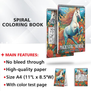 Majestic Horse Spiral-Bound Coloring Book: 30 Captivating Coloring Pages for Horse and Art Enthusiasts to Create Stunning and Lifelike Artwork