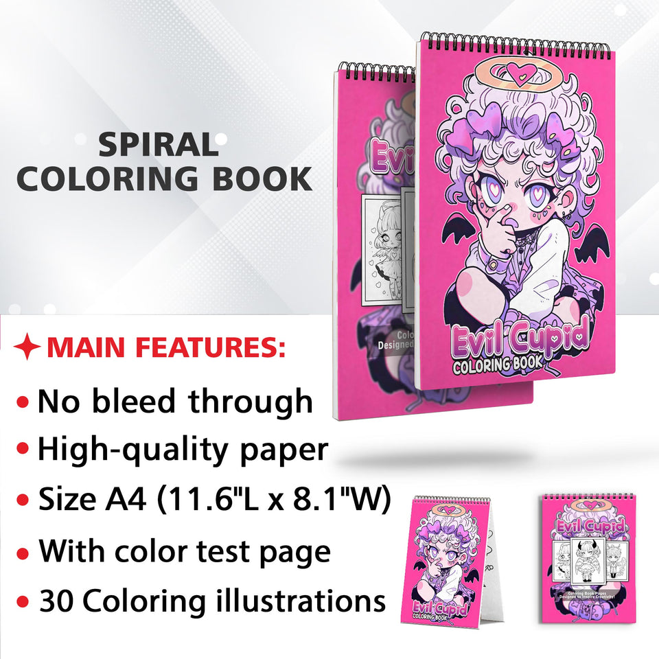 Evil Cupid Spiral Coloring Book: Unleash your creativity with Evil Cupid's designs Coloring pages