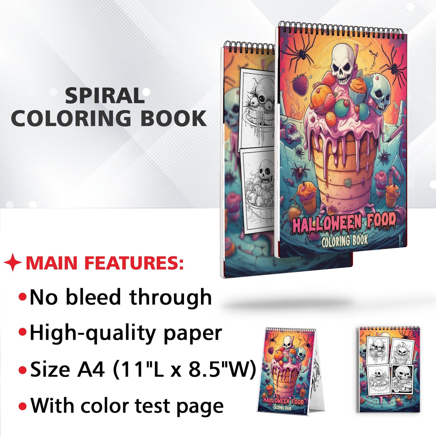 Halloween Food Spiral-Bound Coloring Book: 30 Captivating Coloring Pages for Halloween and Art Enthusiasts to Create Strikingly Creepy Artwork 