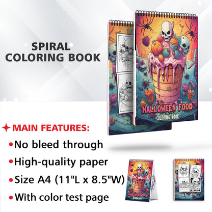 Halloween Food Spiral-Bound Coloring Book: 30 Captivating Coloring Pages for Halloween and Art Enthusiasts to Create Strikingly Creepy Artwork 