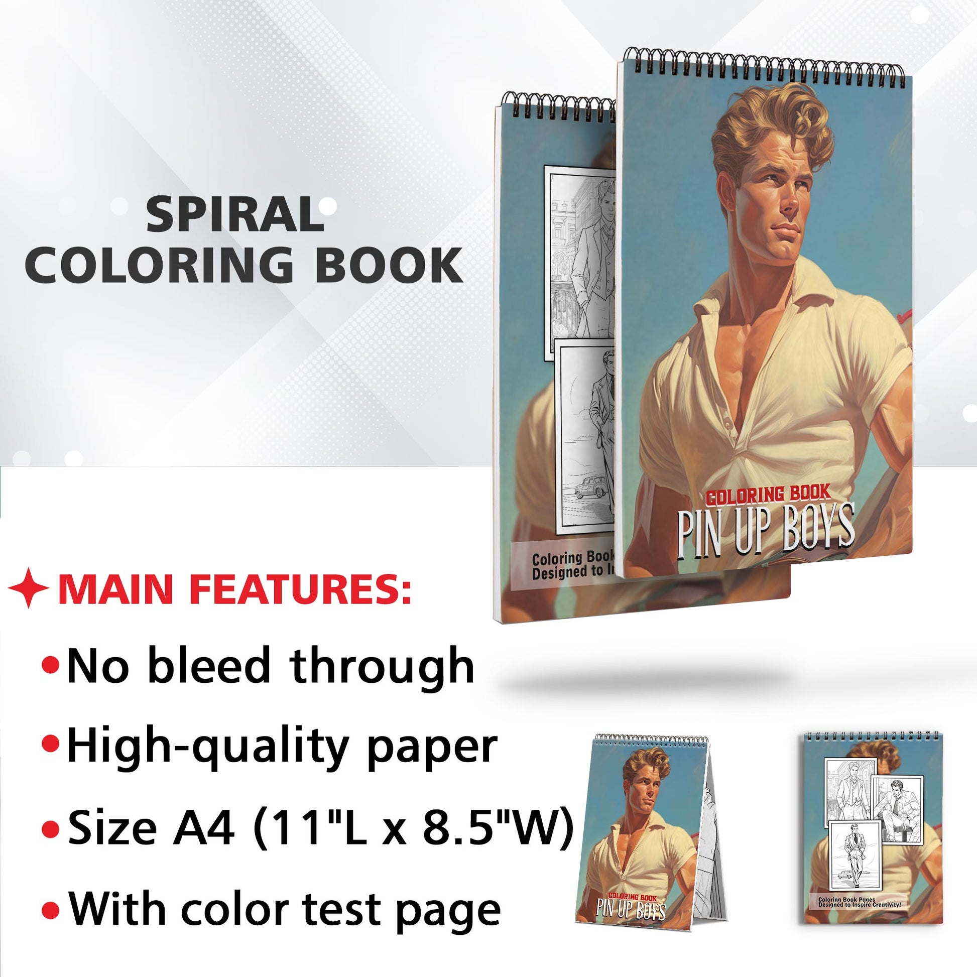 Pin-Up Boys Coloring Book: Dive into 30 Alluring Coloring Pages, Capturing the Charismatic Charms and Magnetic Presence of Pin-Up Boys