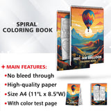 Relaxing Hot-Air Balloon Spiral-Bound Coloring Book: 30 Calming Hot-Air Balloon Designs for Mindful Moments