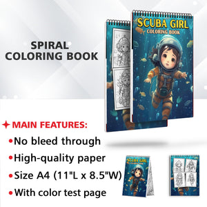 Scuba Girl Spiral-Bound Coloring Book: Immerse Yourself in a World of Underwater Exploration with 30 Captivating Coloring Pages for Ocean and Art Enthusiasts to Create Stunning and Imaginative Artwork 
