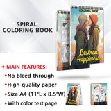 Lesbian Happiness Spiral Bound Coloring Book: 30 Charming Pages Filled with Heartfelt Moments of Lesbian Romance and Contentment