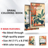 Minimalist Plant Art Spiral Coloring Book: 30 Exquisite Coloring Pages for Fans of Bohemian Style and Nature to Bring Tranquil Plants to Life