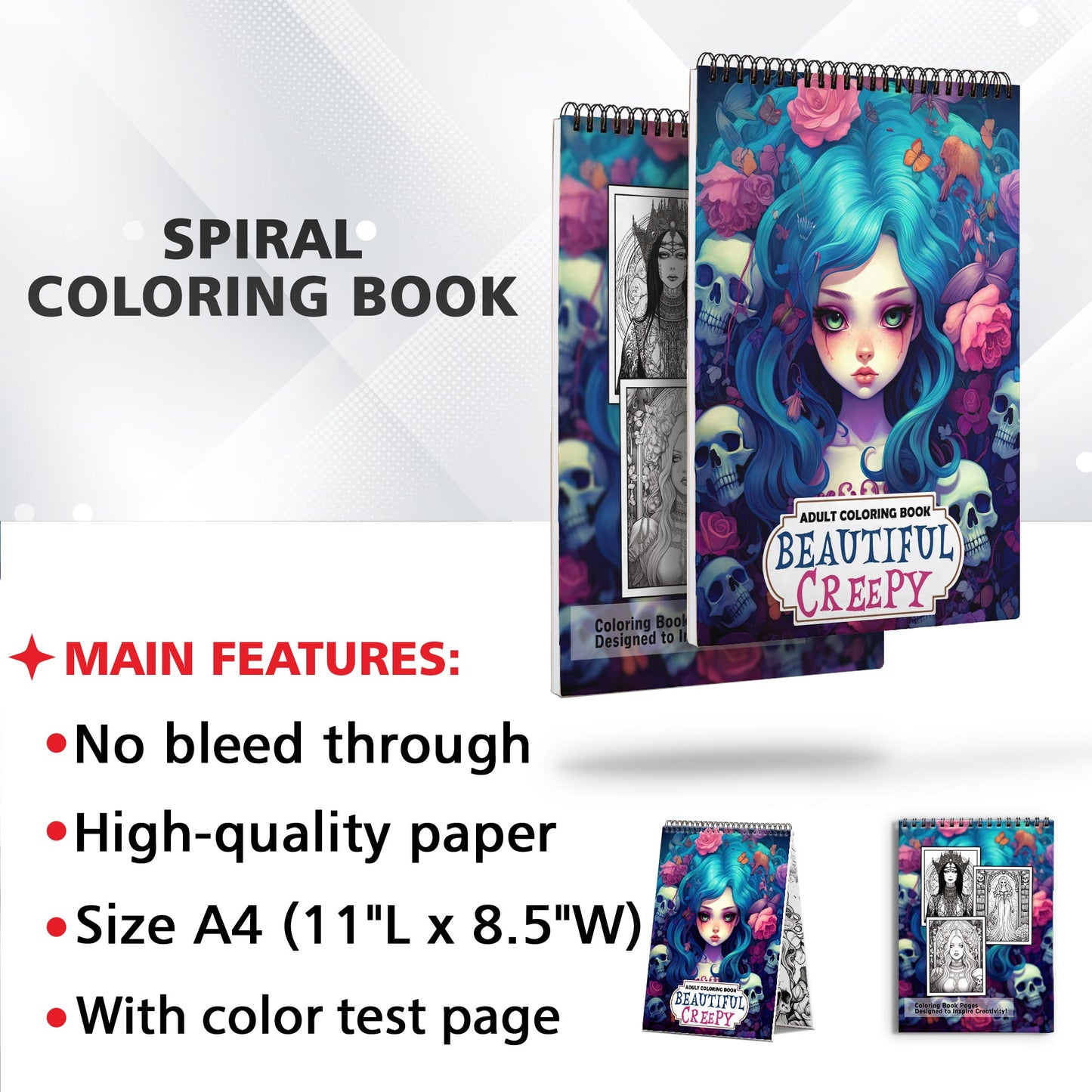 Beautiful Creepy Spiral Coloring Book: 30 Exquisitely Macabre Coloring Pages for Adults to Embrace the Beauty in the Dark