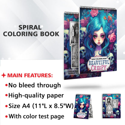 Beautiful Creepy Spiral Coloring Book: 30 Exquisitely Macabre Coloring Pages for Adults to Embrace the Beauty in the Dark