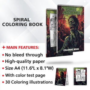 Zombie Apocalypse Spiral Bound Coloring Book: 30 Charming Coloring Pages for Coloring Enthusiasts to Embrace the Gruesome and Tense Atmosphere of the Post-Apocalyptic Era