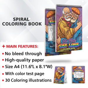 Old Man Gay Love Spiral Bound Coloring Book: 30 Inspiring Coloring Pages, Featuring Old Man Gay Love Filled with Compassion, Support, and Joy