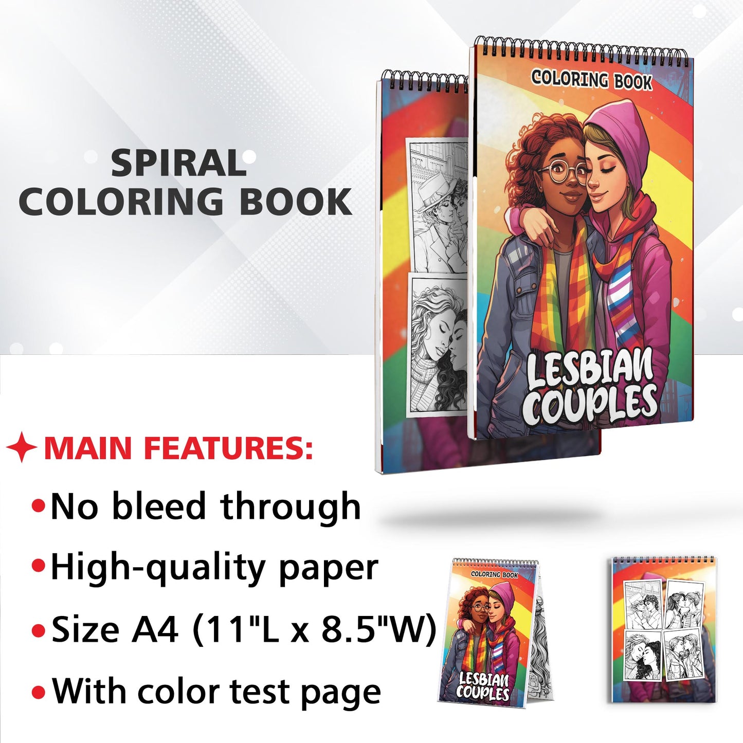 Lesbian Couples Spiral Bound Coloring Book: 30 Captivating Coloring Scenes of Adoring Lesbian Couples