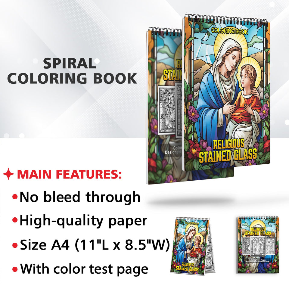 Religious Stained Glass Coloring Book: Unleash Your Artistic Talents in the Divine Journey with 30 Charming Coloring Pages for Coloring Enthusiasts to Embrace the Serenity and Devotion of Religious Stained Glass Art