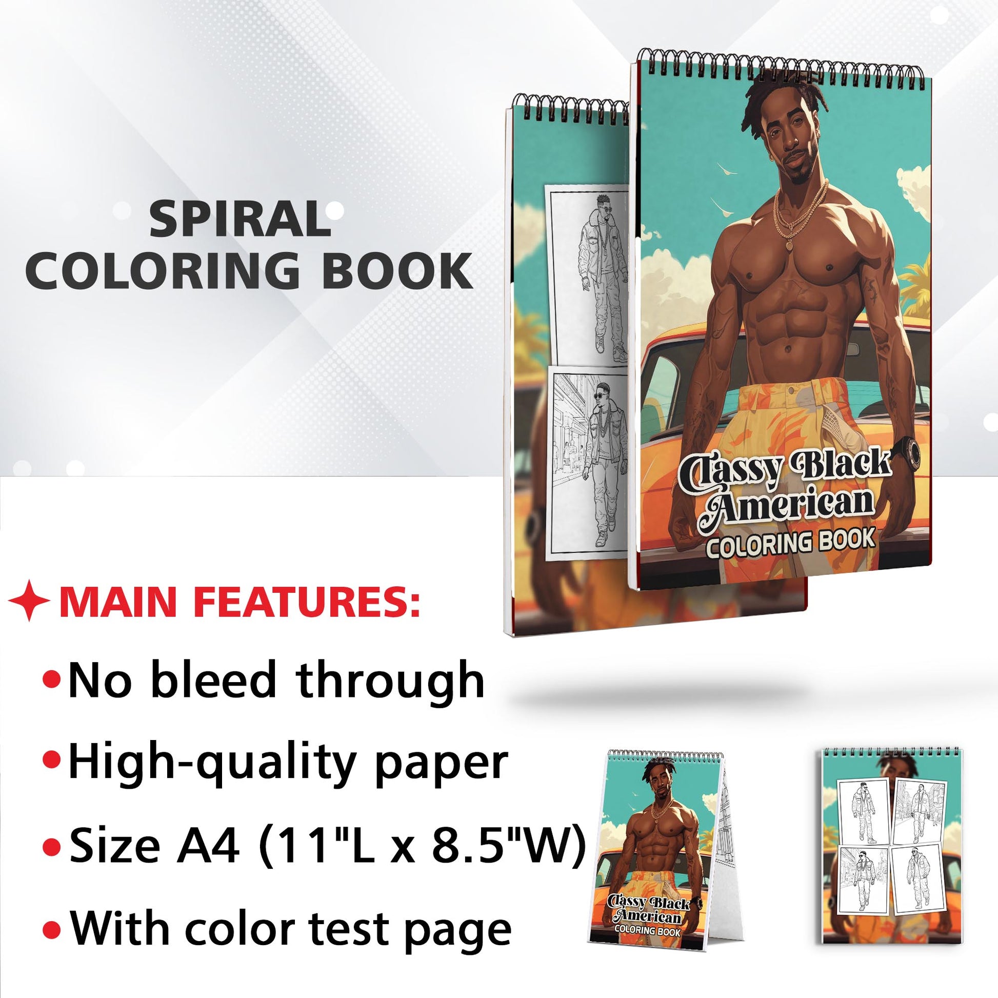 Classy Black American Spiral Bound Coloring Book: 30 Dashing Coloring Pages, Fostering Focus and Imagination while Celebrating the Classy Appeal of Black Americans