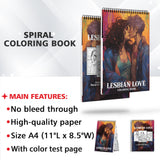 Lesbian Love Spiral Coloring Book: 30 Serene Coloring Pages, Featuring Lesbian Couples in Harmonious and Loving Embrace