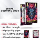 Demon And Flower Spiral-Bound Coloring Book: Showcasing 30 Unique and Mesmerizing Designs 