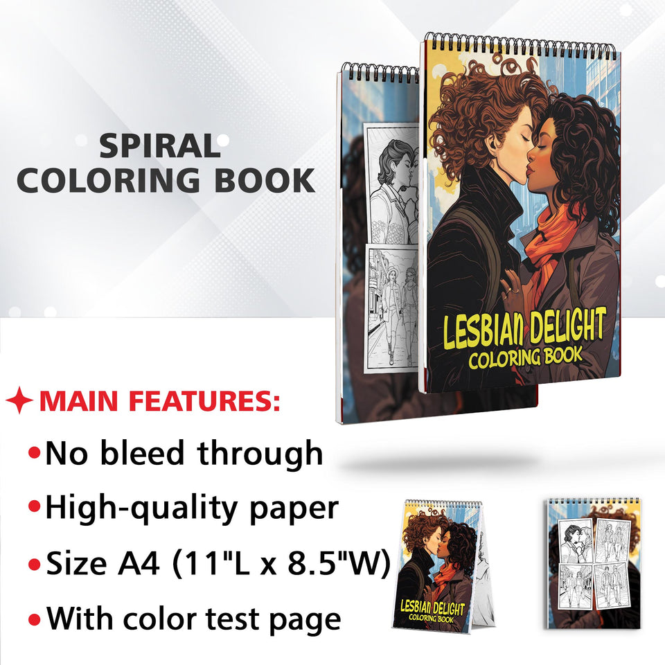 Lesbian Delight Spiral Bound Coloring Book: 30 Captivating Coloring Scenes of Delighted Couples