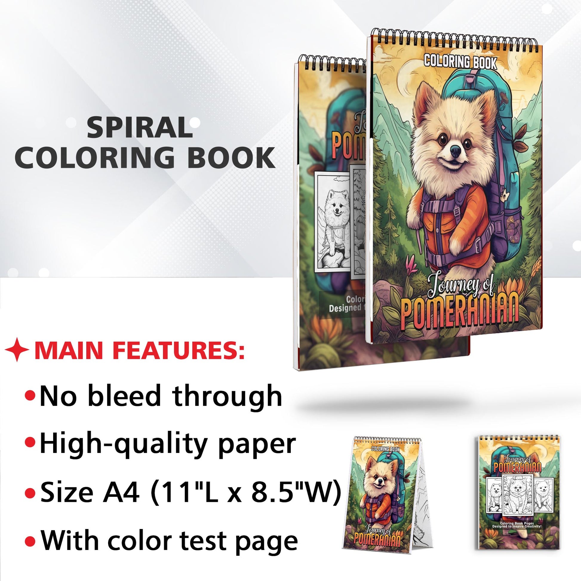 Journey of Pomeranian Spiral Coloring Book: 30 Whimsical Pomeranian Coloring Pages for Pomeranian Art Admirers to Embrace the Quirky Charm and Heartwarming Vibes of Pomeranian Adventures