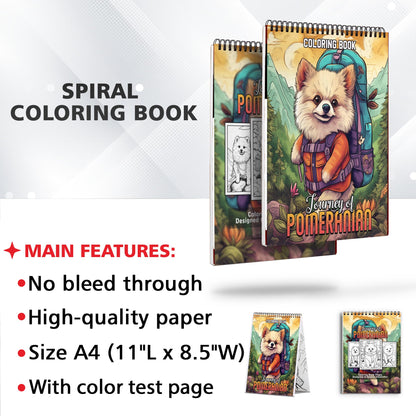 Journey of Pomeranian Spiral Coloring Book: 30 Whimsical Pomeranian Coloring Pages for Pomeranian Art Admirers to Embrace the Quirky Charm and Heartwarming Vibes of Pomeranian Adventures