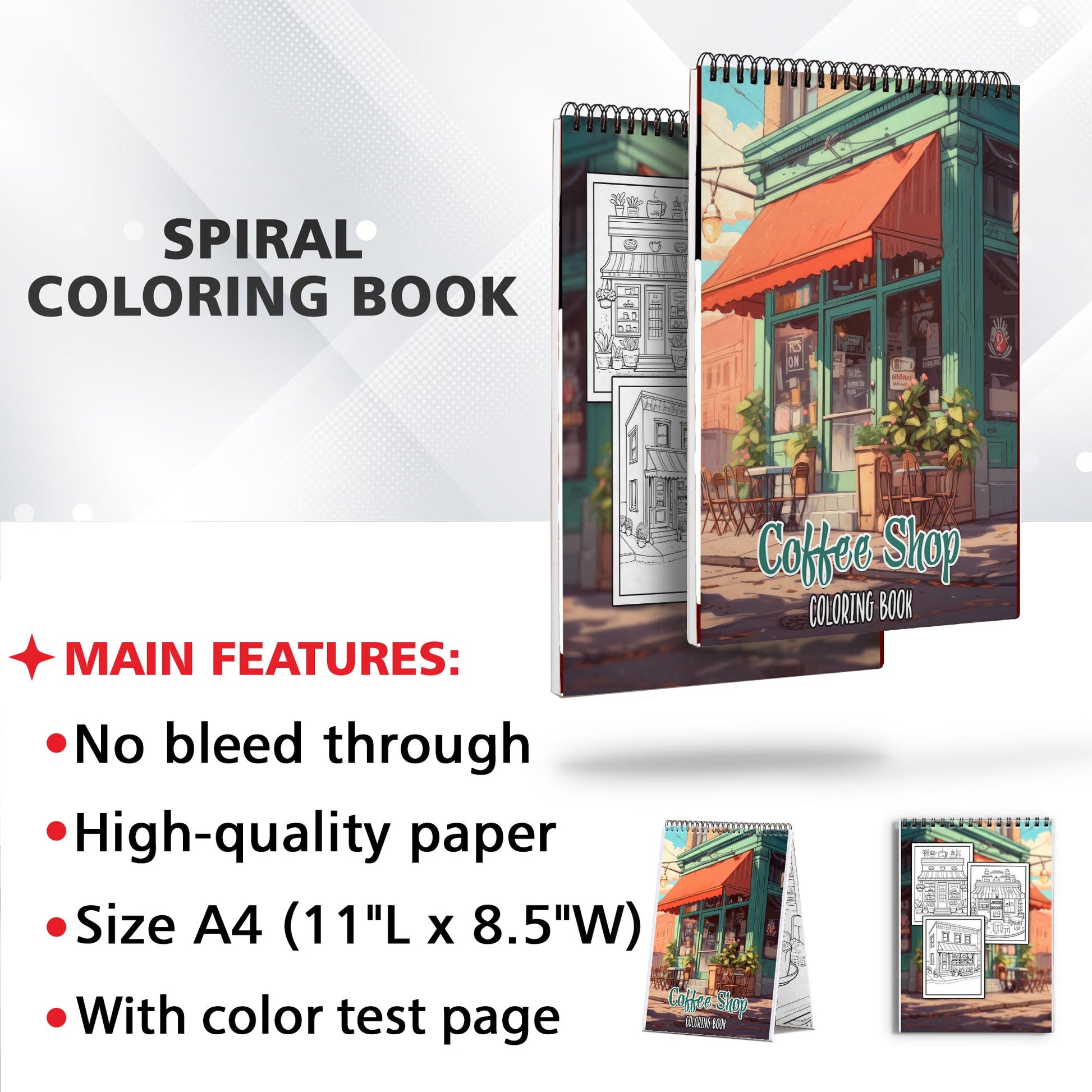 Coffee Shop Spiral Coloring Book: Immerse Yourself in the Cozy Cafe Atmosphere with 30 Captivating Coloring Pages