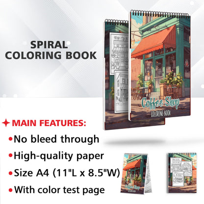 Coffee Shop Spiral Coloring Book: Immerse Yourself in the Cozy Cafe Atmosphere with 30 Captivating Coloring Pages