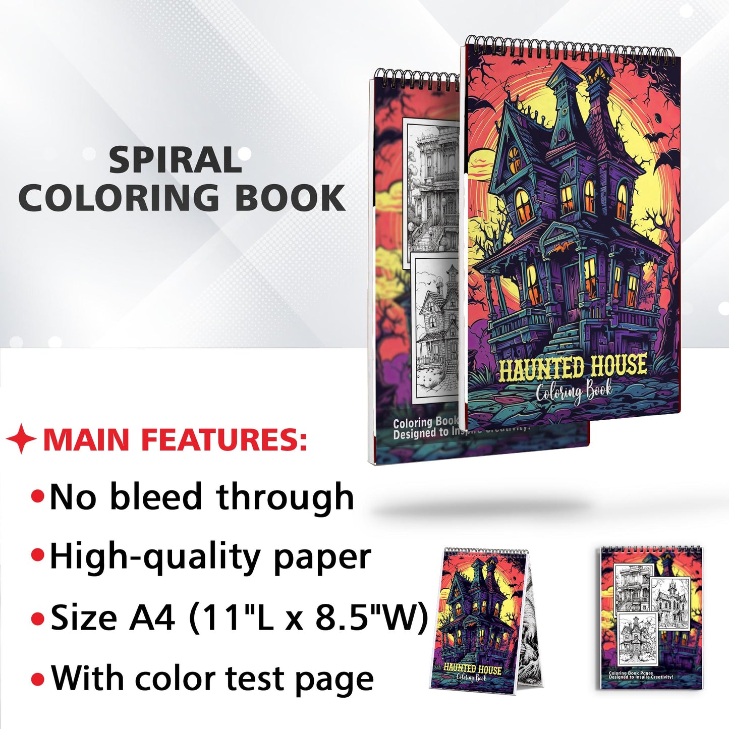 Haunted House Spiral Coloring Book: 30 Breathtaking Coloring Pages, Showcasing Haunted Houses with their Creepy Architecture and Haunting Surroundings
