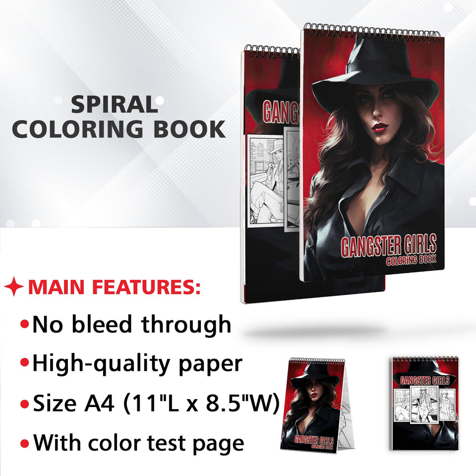 Gangster Girls Spiral Coloring Book: 30 Captivating Gangster Girls Coloring Pages for Fearless Artists