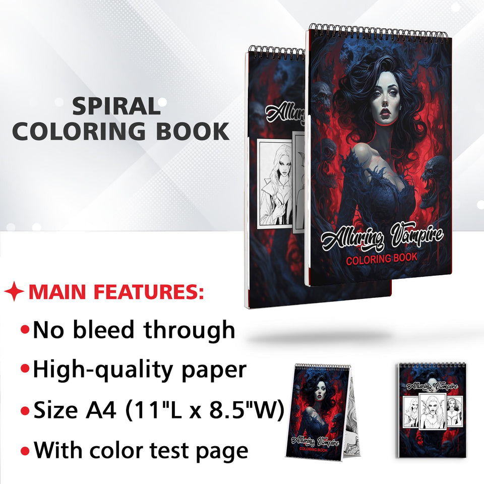 Alluring Vampire Spiral-Bound Coloring Book: 30 Captivating Coloring Pages that Combine the Alluring Vampire Coloring Book and Halloween Event