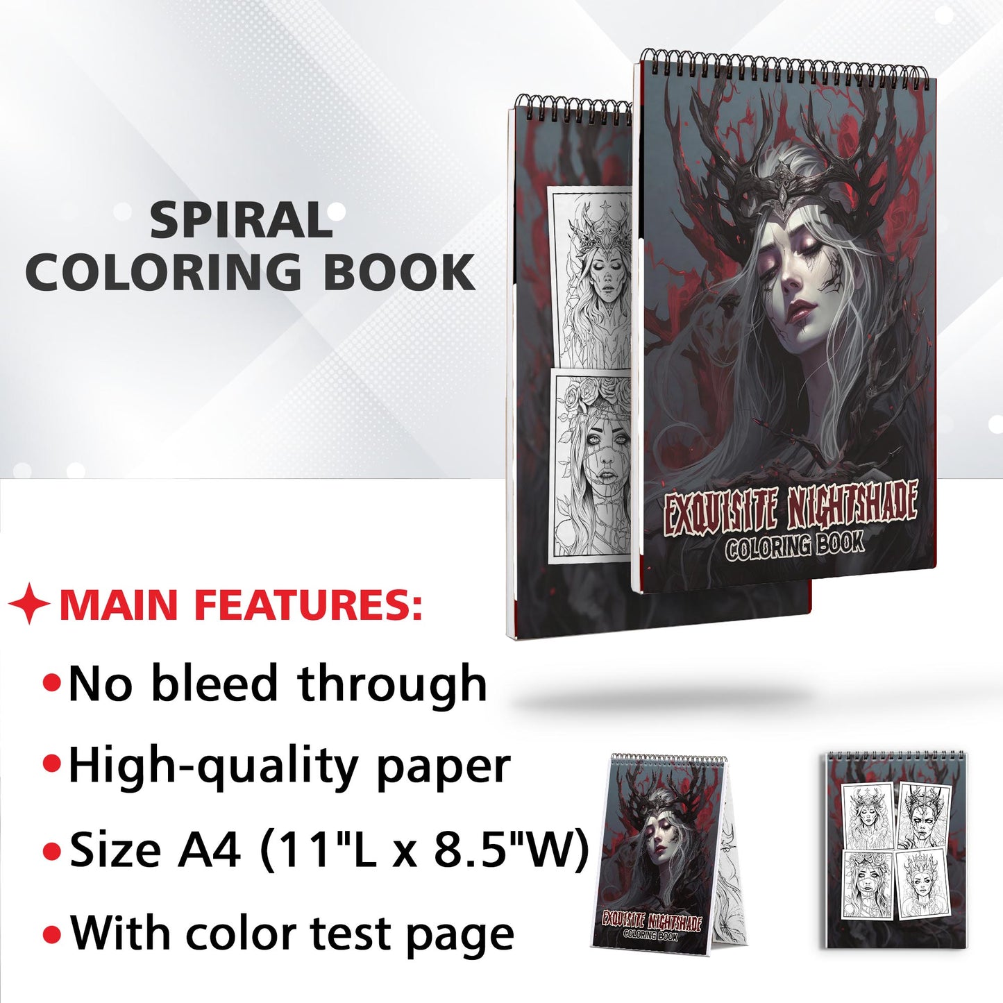 Exquisite Nightshade Spiral Bound Coloring Book: 30 Exquisite Nightshade Coloring Pages of Horror Beauty Girls
