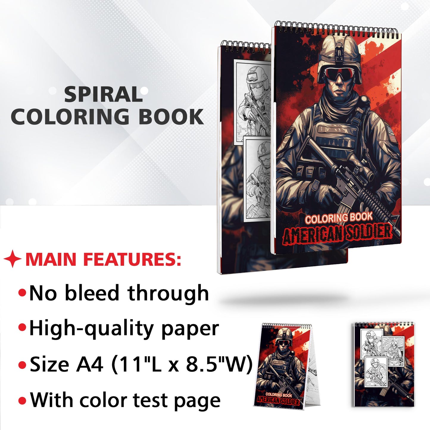 American Soldier Spiral-Bound Coloring Book: 30 Charming Coloring Pages for Coloring Enthusiasts to Embrace the Resilience and Strength of American Soldiers