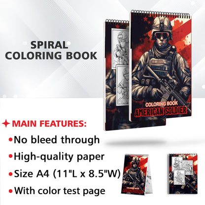 American Soldier Spiral-Bound Coloring Book: 30 Charming Coloring Pages for Coloring Enthusiasts to Embrace the Resilience and Strength of American Soldiers