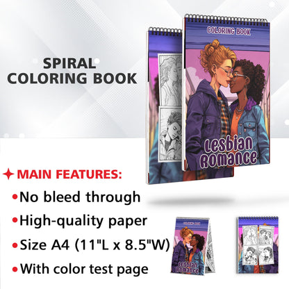 Lesbian Romance Spiral Bound Coloring Book: 30 Charming Pages Filled with Heartfelt Moments of Lesbian Romance