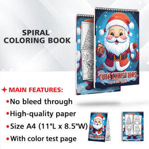 Cute Christmas Spiral Bound Coloring Book: 30 Charming Coloring Pages of Cute Christmas Joy