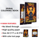 Halloweenpunk Spiral Coloring Book: 30 Coloring Pages, Fusing the Spookiness of Halloween with Punk Attitude