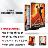 Ballroom Dance Spiral Coloring Book: 30 Whimsical Coloring Pages of Ballroom Dancing