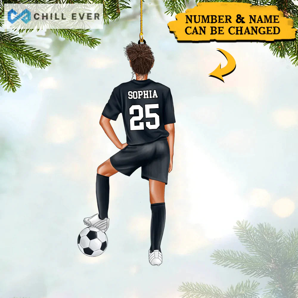 Personalized soccer player Christmas Ornament, Custom Shape Ornament Decor CTH01