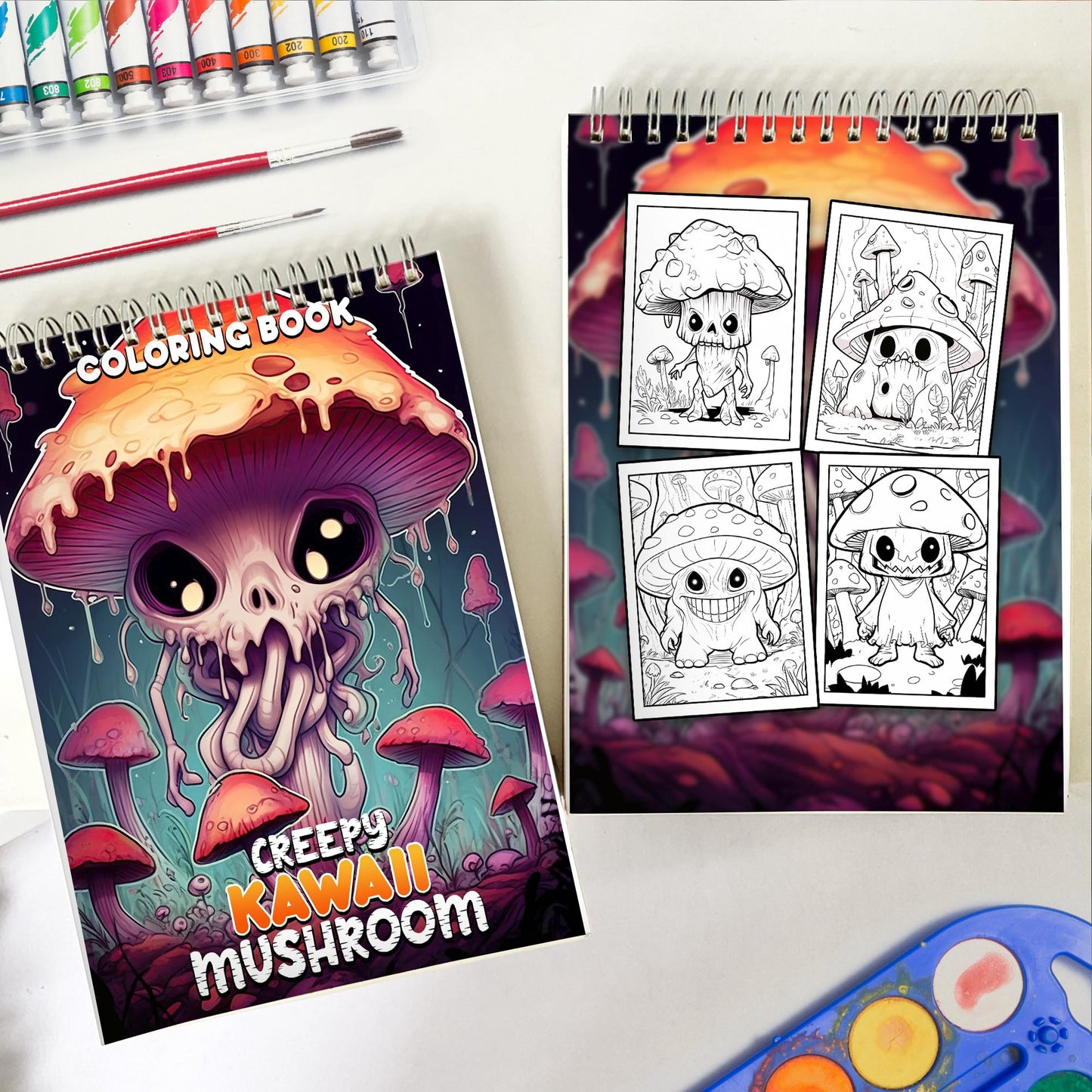 Creepy Kawaii Mushroom Spiral Coloring Book: Celebrate the Charming Peculiarities of Kawaii Mushrooms with 30 Pages of Creepy-Cute Artwork