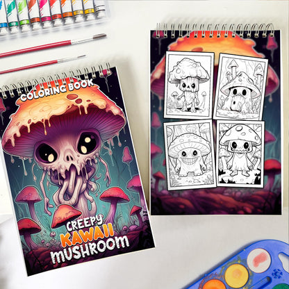 Creepy Kawaii Mushroom Spiral Coloring Book: Celebrate the Charming Peculiarities of Kawaii Mushrooms with 30 Pages of Creepy-Cute Artwork