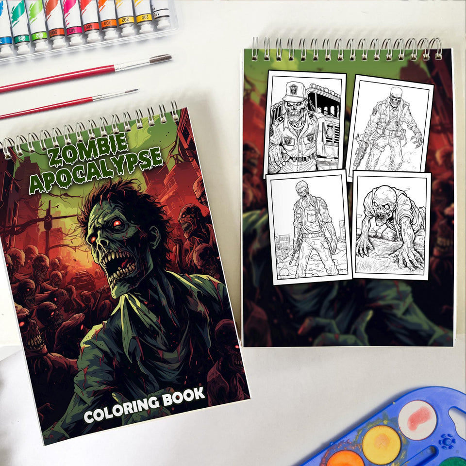 Zombie Apocalypse Spiral Bound Coloring Book: 30 Charming Coloring Pages for Coloring Enthusiasts to Embrace the Gruesome and Tense Atmosphere of the Post-Apocalyptic Era