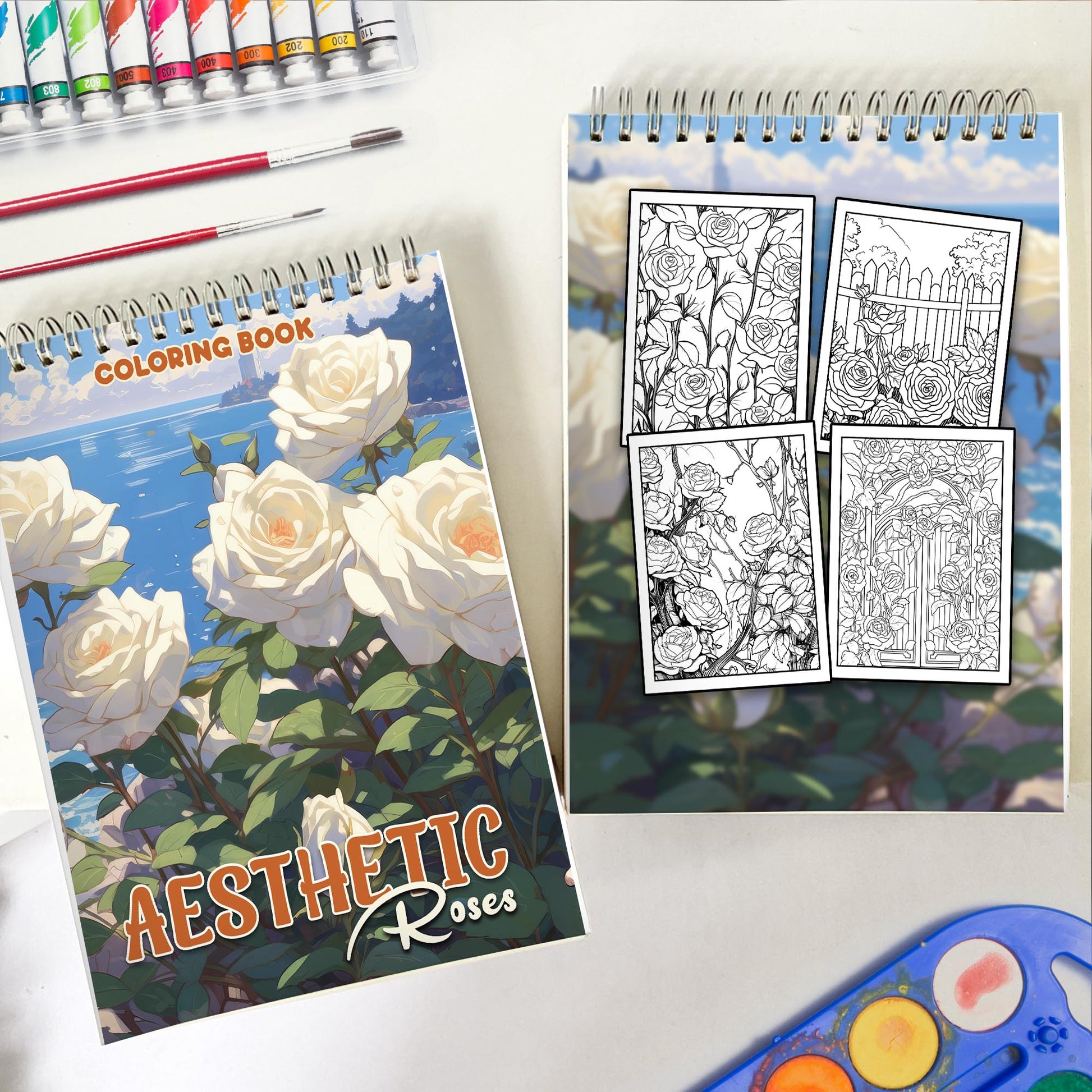 Aesthetic Roses Spiral-Bound Coloring Book: 30 Captivating Illustrations