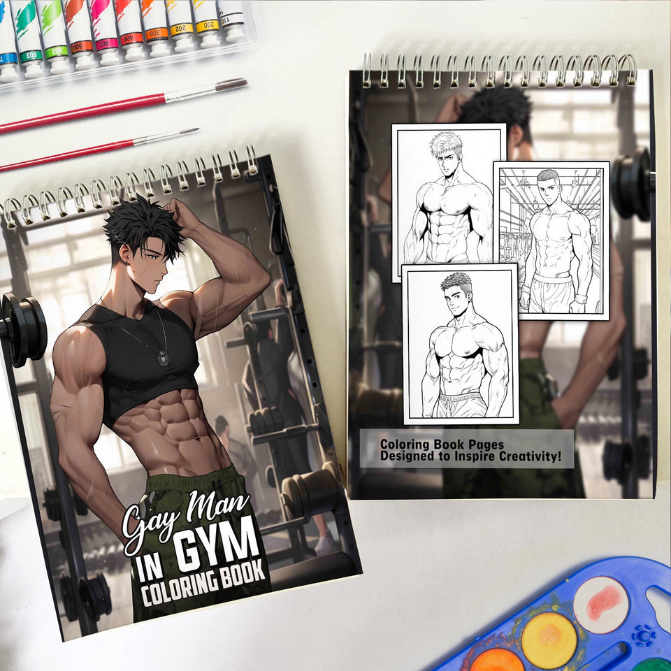 Gay Man In Gym Coloring Book: Explore 30 Vibrant Coloring Pages, Depicting Gay Men Embracing Health, Strength, and Self-Care in the Gym