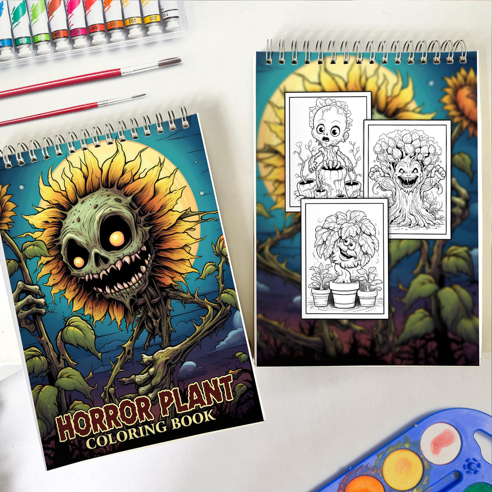 Horror Plant Spiral Coloring Book: 30 Creepy Plant Coloring Pages, Unveiling Horrific Flora in Dark Imaginings