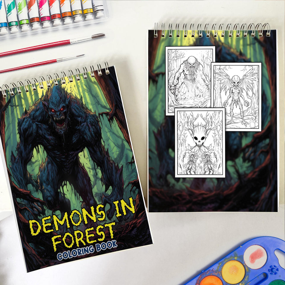 Demons In Forest Spiral-Bound Coloring Book: 30 Demons in the Forest Coloring Pages for a Dark and Intriguing Coloring Experience